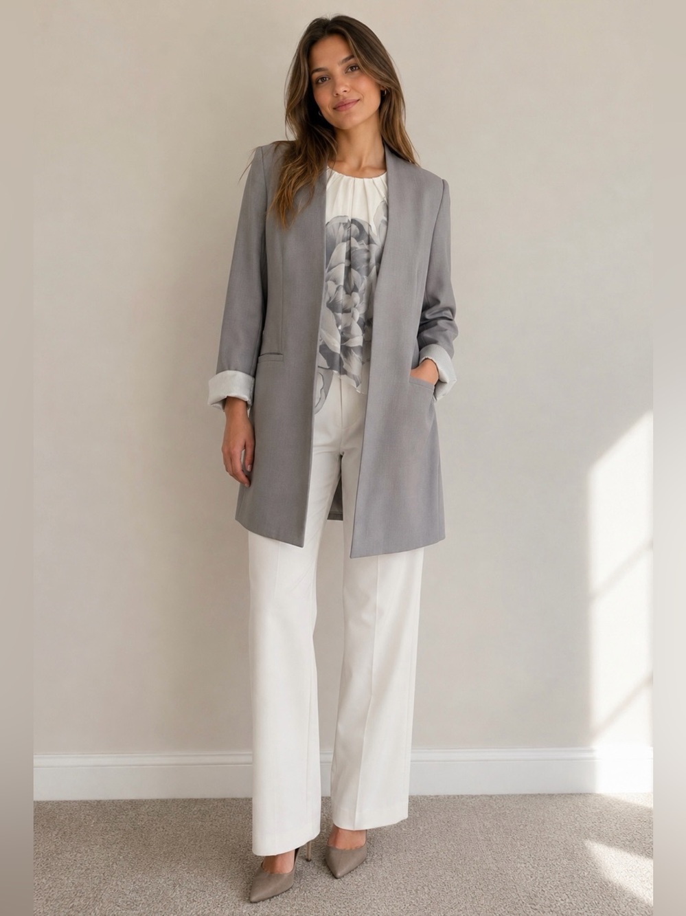 Calvin Klein Women’s 2-Piece Blazer & Floral Blouse Set